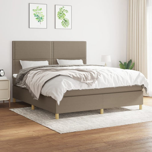 Boxspringbett mit Matratze Taupe 180x200 cm Stoff