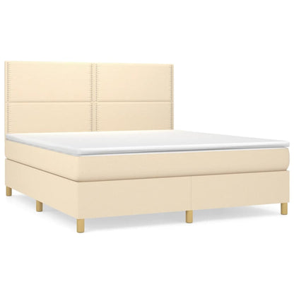 Boxspringbett mit Matratze Creme 180x200 cm Stoff