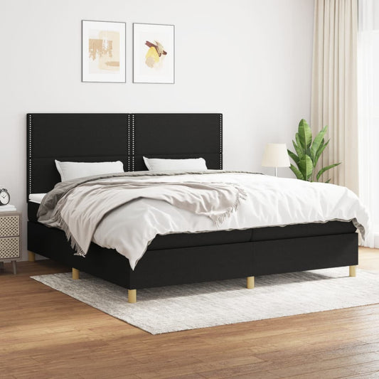 Box spring bed with mattress black 200x200 cm fabric