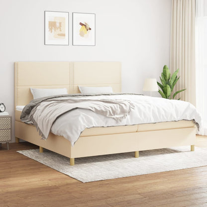 Boxspringbett mit Matratze Creme 200x200 cm Stoff