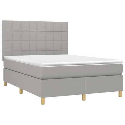 Box spring bed with mattress light grey 140x200 cm fabric