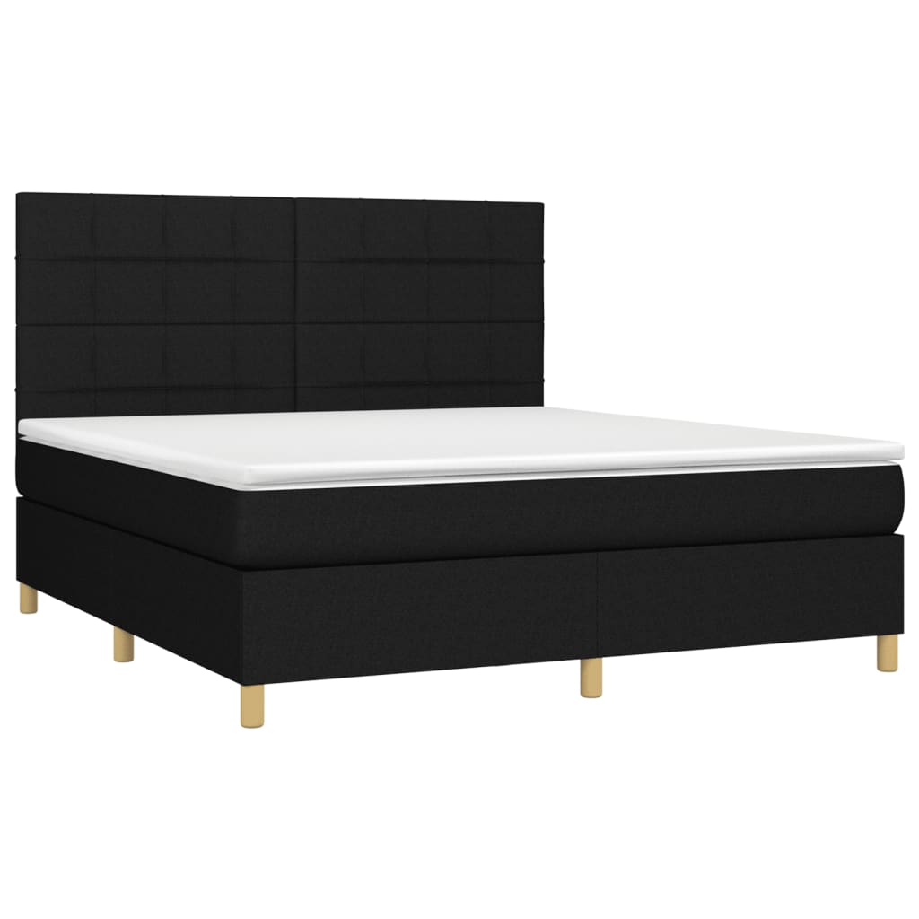 Box spring bed with mattress black 180x200 cm fabric