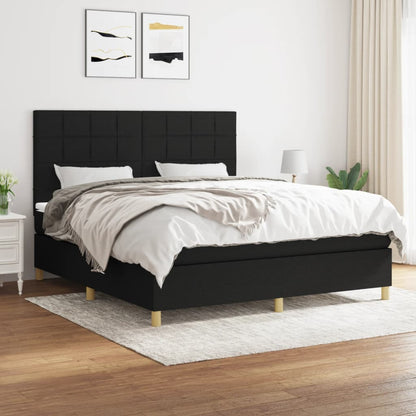 Box spring bed with mattress black 180x200 cm fabric