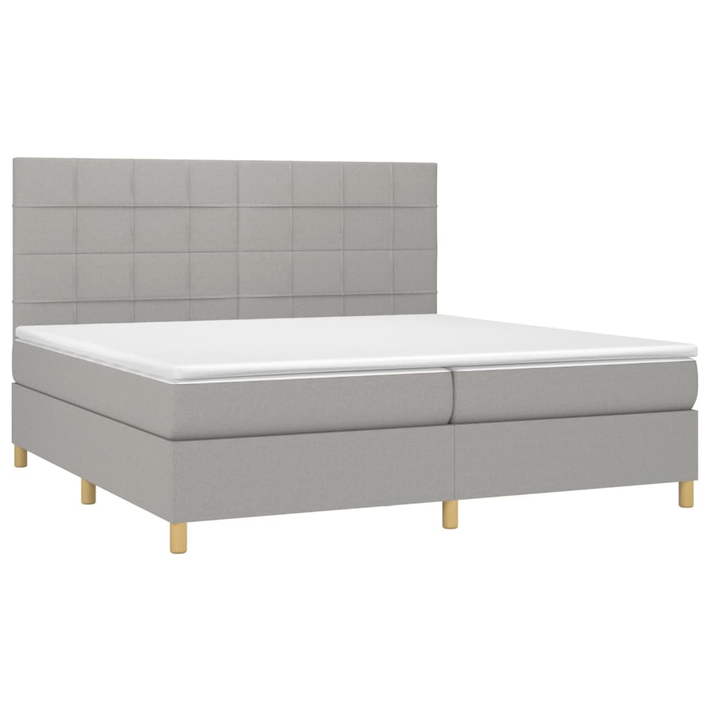 Boxspringbett mit Matratze Hellgrau 200x200 cm Stoff