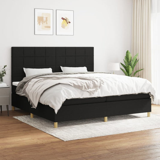 Box spring bed with mattress black 200x200 cm fabric