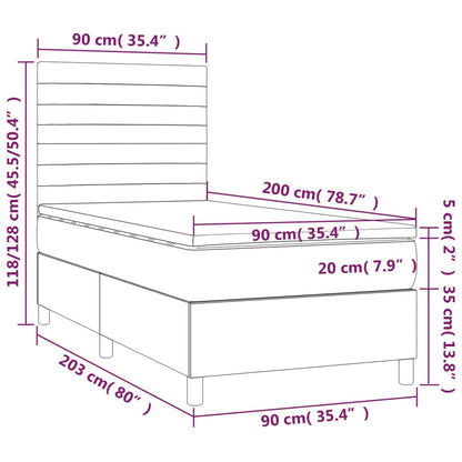 Boxspringbett mit Matratze Dunkelbraun 90x200 cm Stoff