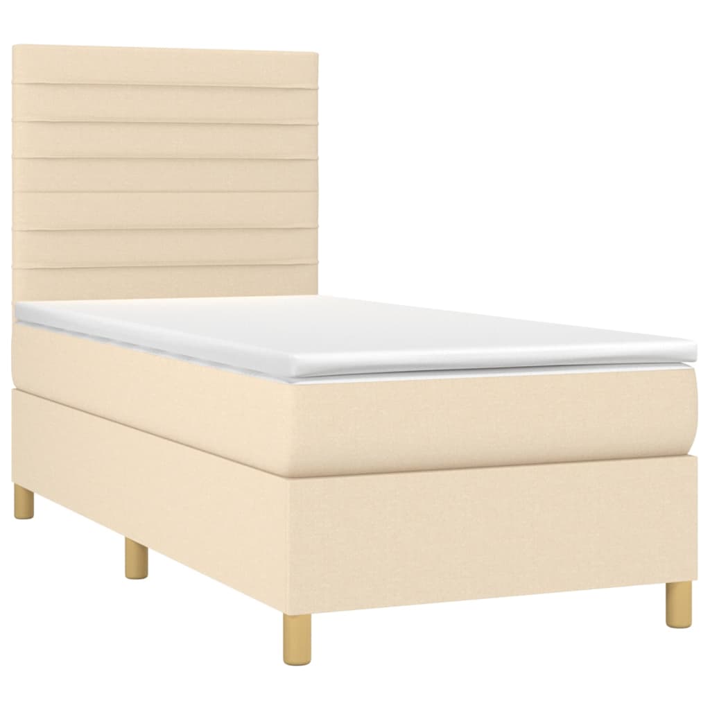 Boxspringbett mit Matratze Creme 90x200 cm Stoff