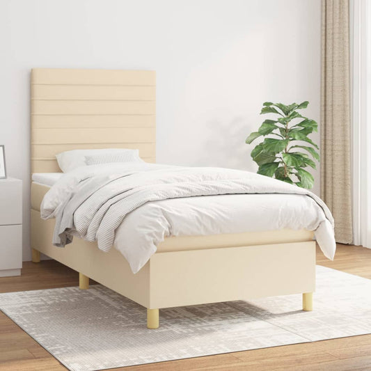 Boxspringbett mit Matratze Creme 90x200 cm Stoff