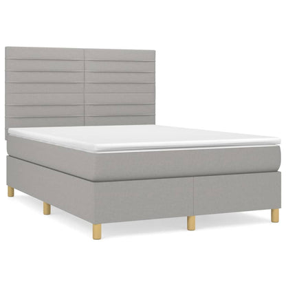 Boxspringbett mit Matratze Hellgrau 140x200 cm Stoff