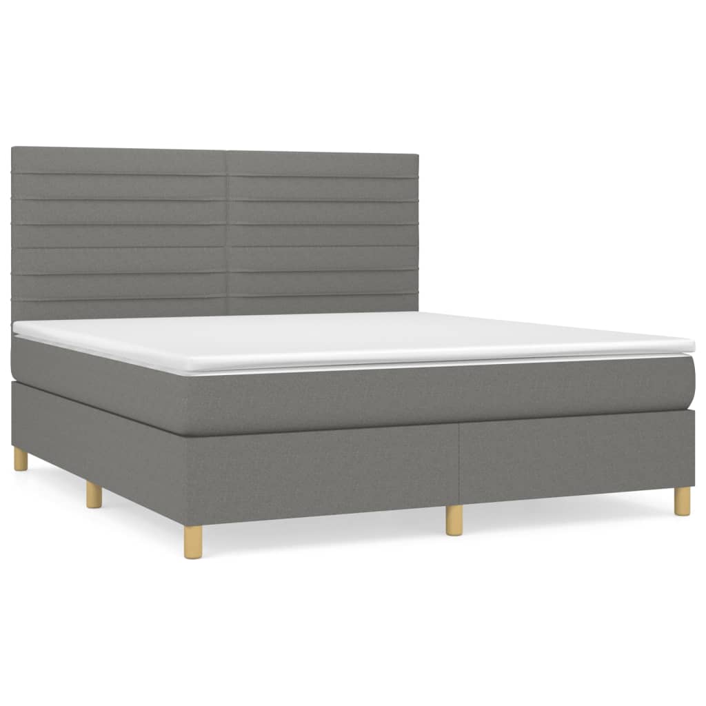 Box spring bed with mattress dark grey 160x200 cm fabric