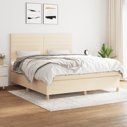 Boxspringbett mit Matratze Creme 160x200 cm Stoff