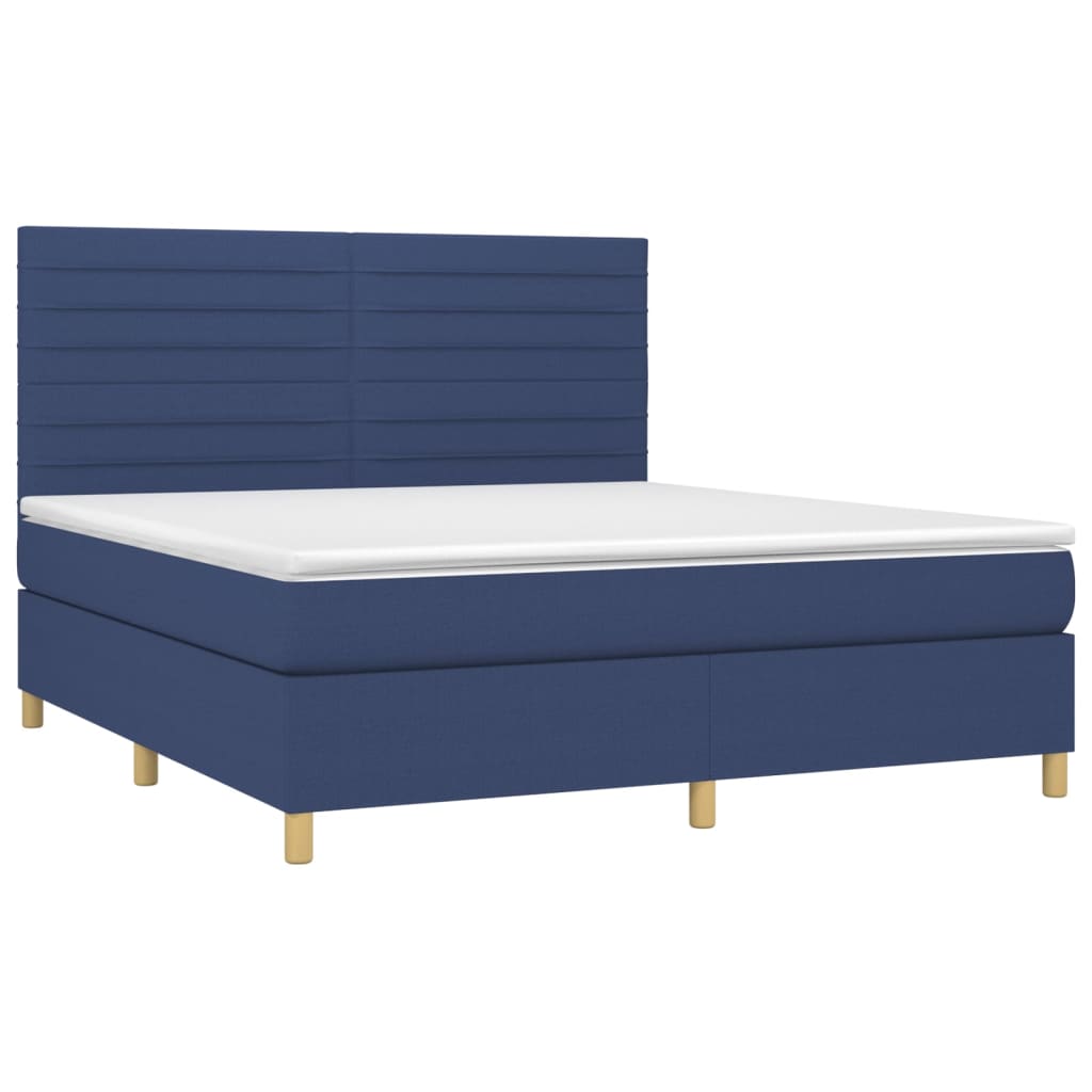 Boxspringbett mit Matratze Blau 160x200 cm Stoff