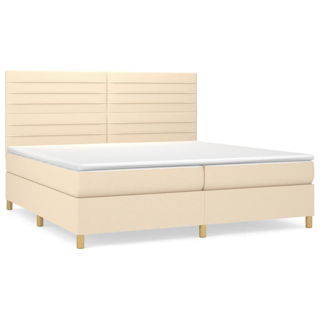 Boxspringbett mit Matratze Creme 200x200 cm Stoff