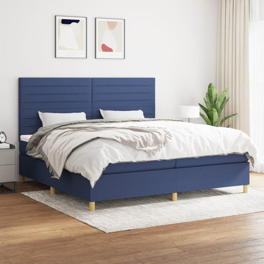 Boxspringbett mit Matratze Blau 200x200 cm Stoff