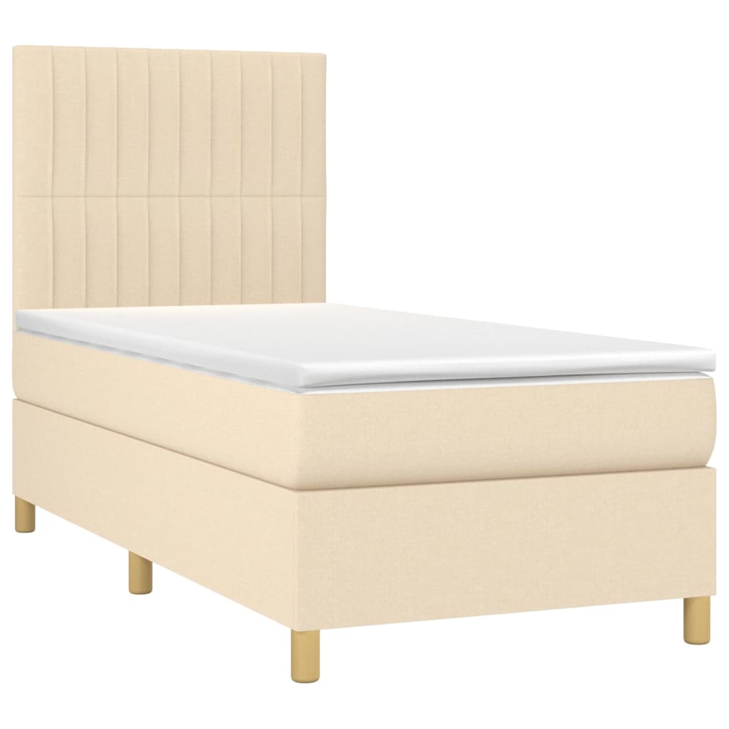 Boxspringbett mit Matratze Creme 90x200 cm Stoff