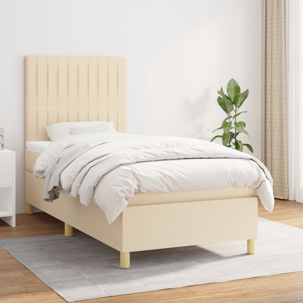 Boxspringbett mit Matratze Creme 90x200 cm Stoff