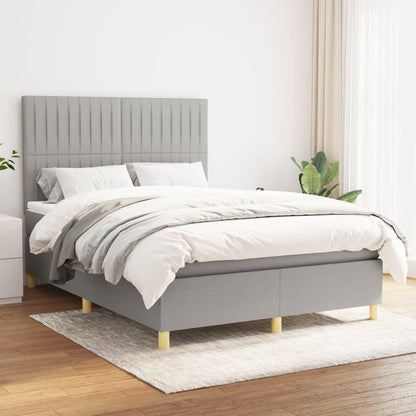 Boxspringbett mit Matratze Hellgrau 140x200 cm Stoff