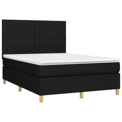 Box spring bed with mattress black 140x200 cm fabric