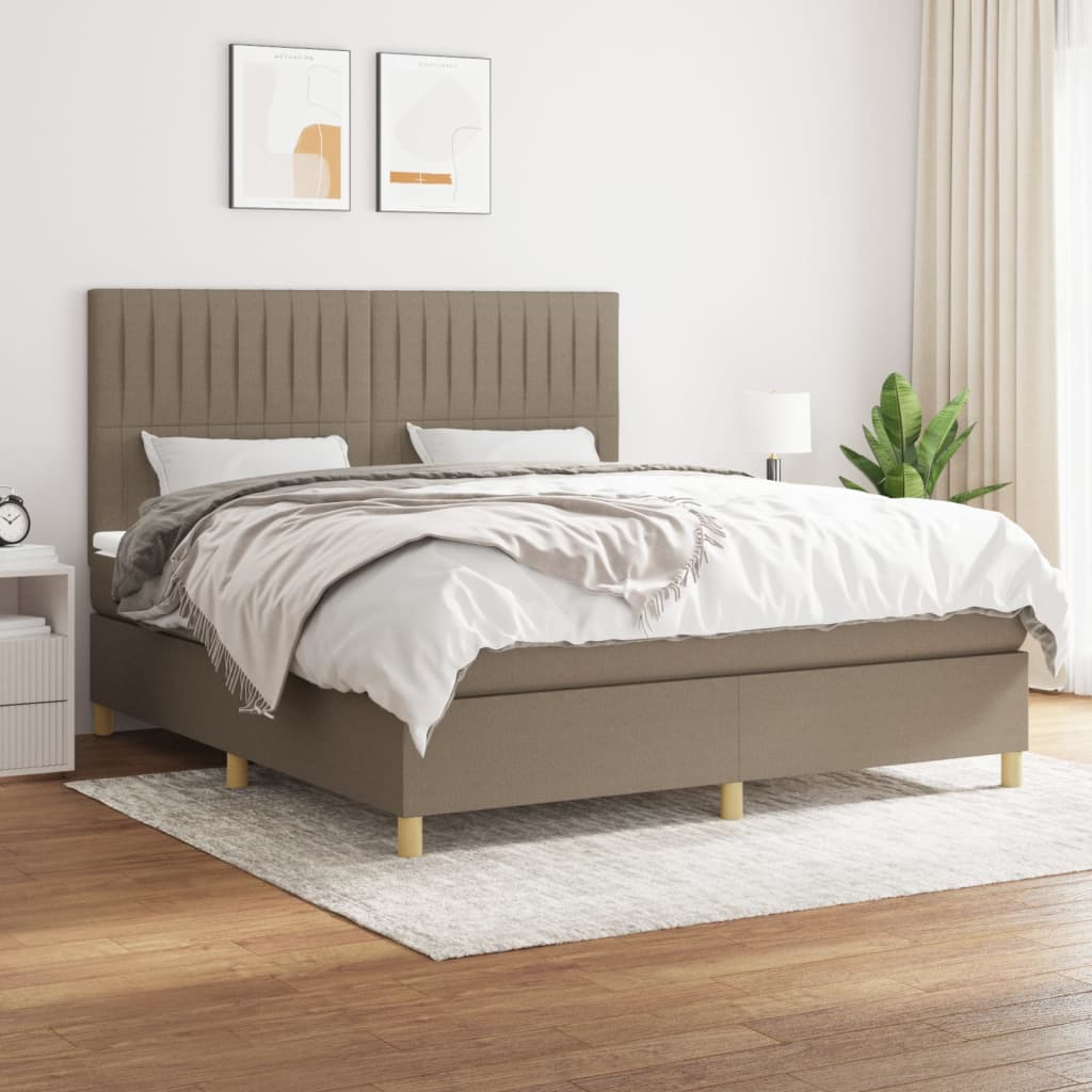 Boxspringbett mit Matratze Taupe 160x200 cm Stoff