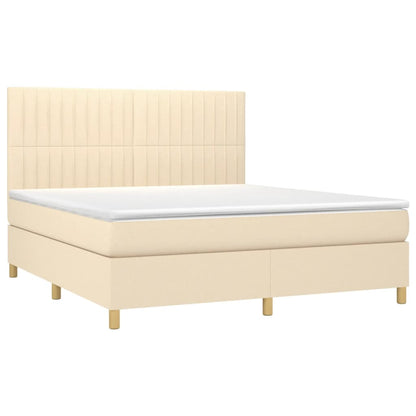 Boxspringbett mit Matratze Creme 160x200 cm Stoff