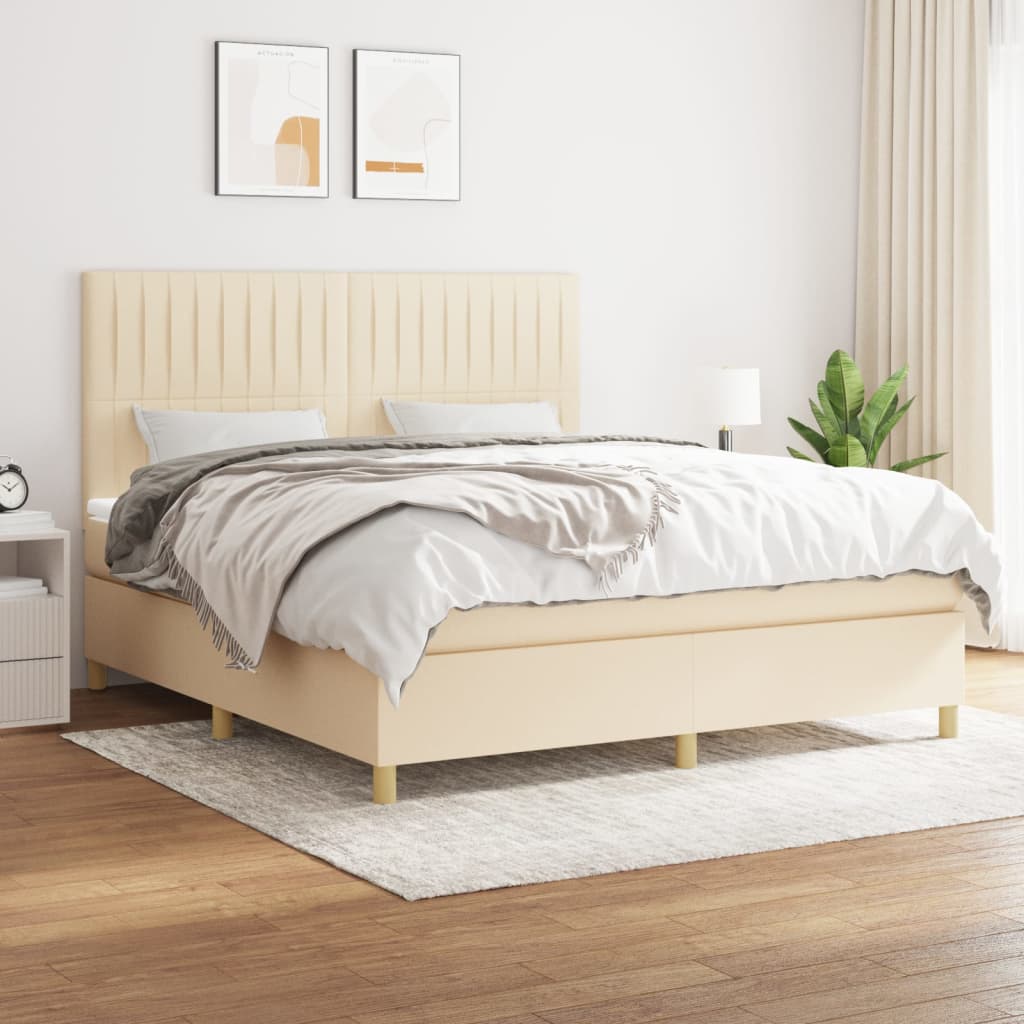 Boxspringbett mit Matratze Creme 160x200 cm Stoff