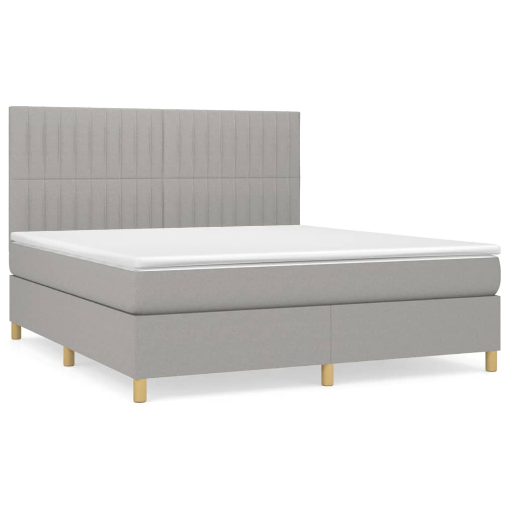 Boxspringbett mit Matratze Hellgrau 180x200 cm Stoff