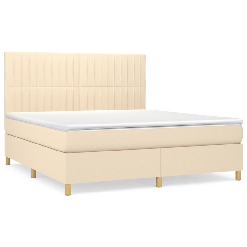 Boxspringbett mit Matratze Creme 180x200 cm Stoff