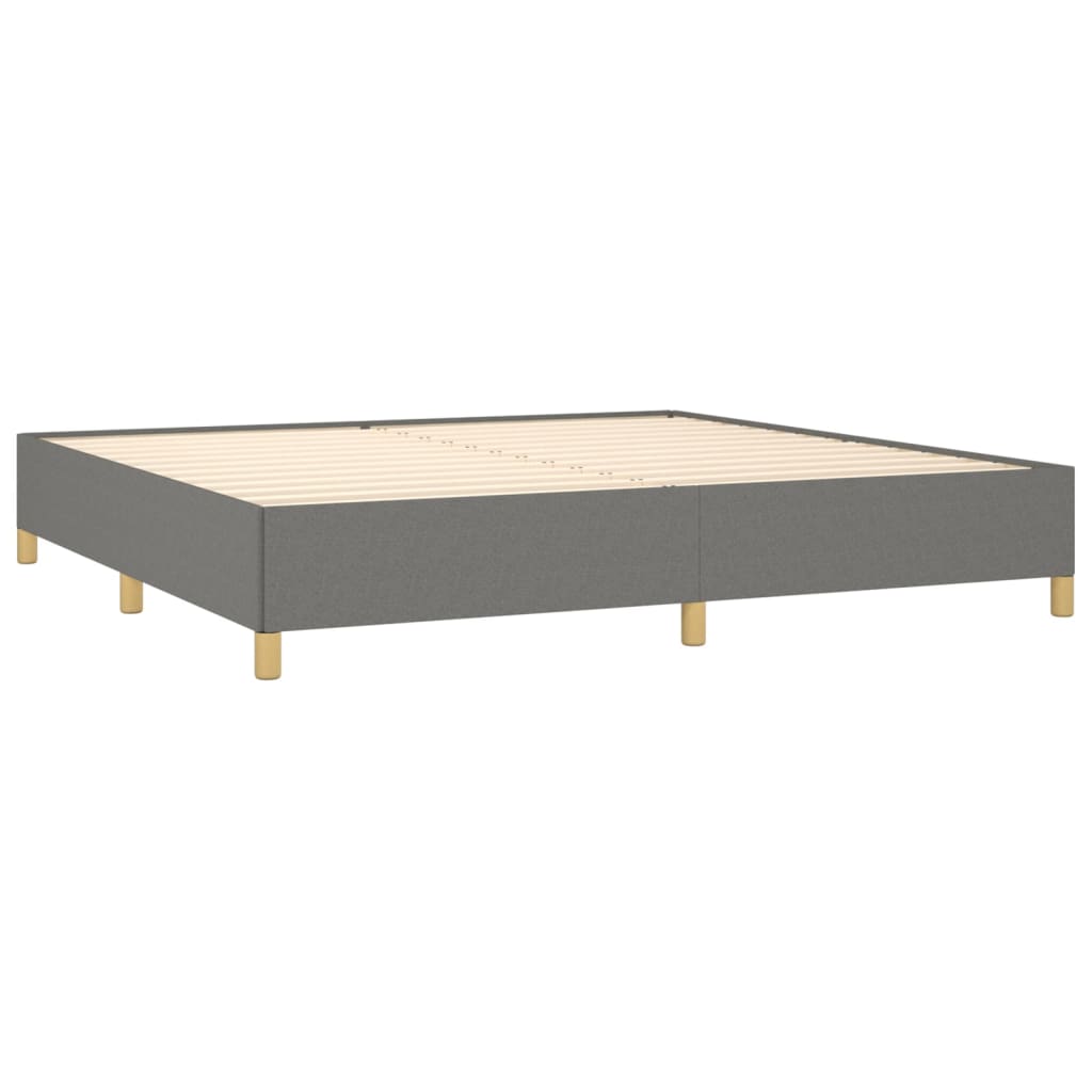 Box spring bed with mattress dark grey 200x200 cm fabric