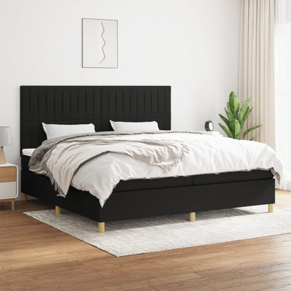 Box spring bed with mattress black 200x200 cm fabric