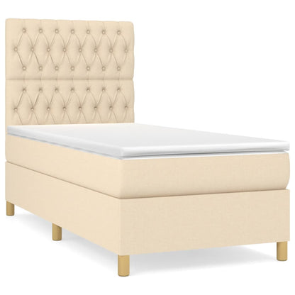 Boxspringbett mit Matratze Creme 90x200 cm Stoff