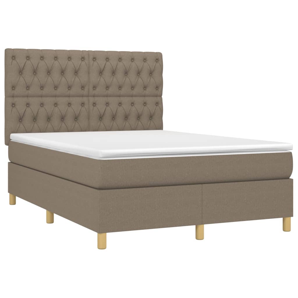 Box spring bed with mattress taupe 140x200 cm fabric