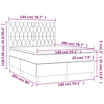 Box spring bed with mattress taupe 140x200 cm fabric