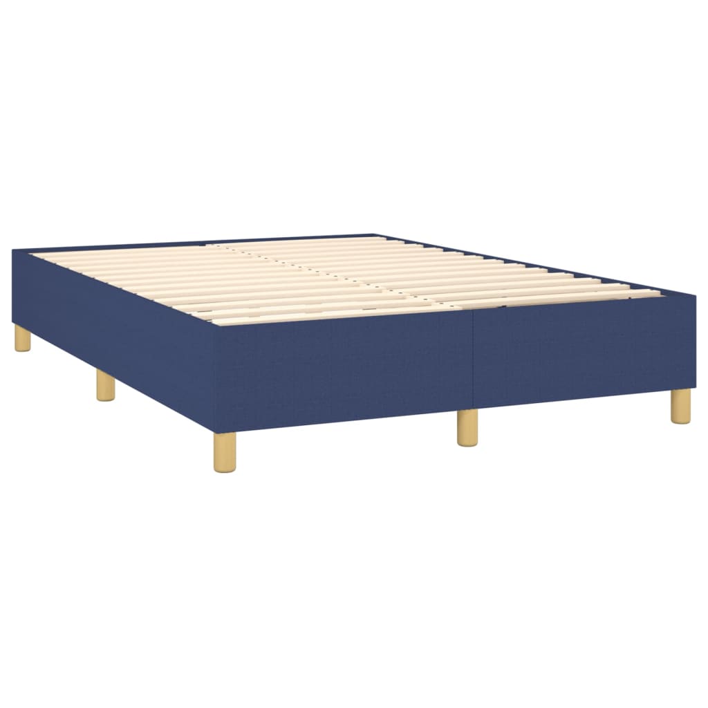 Box spring bed with mattress blue 140x200 cm fabric