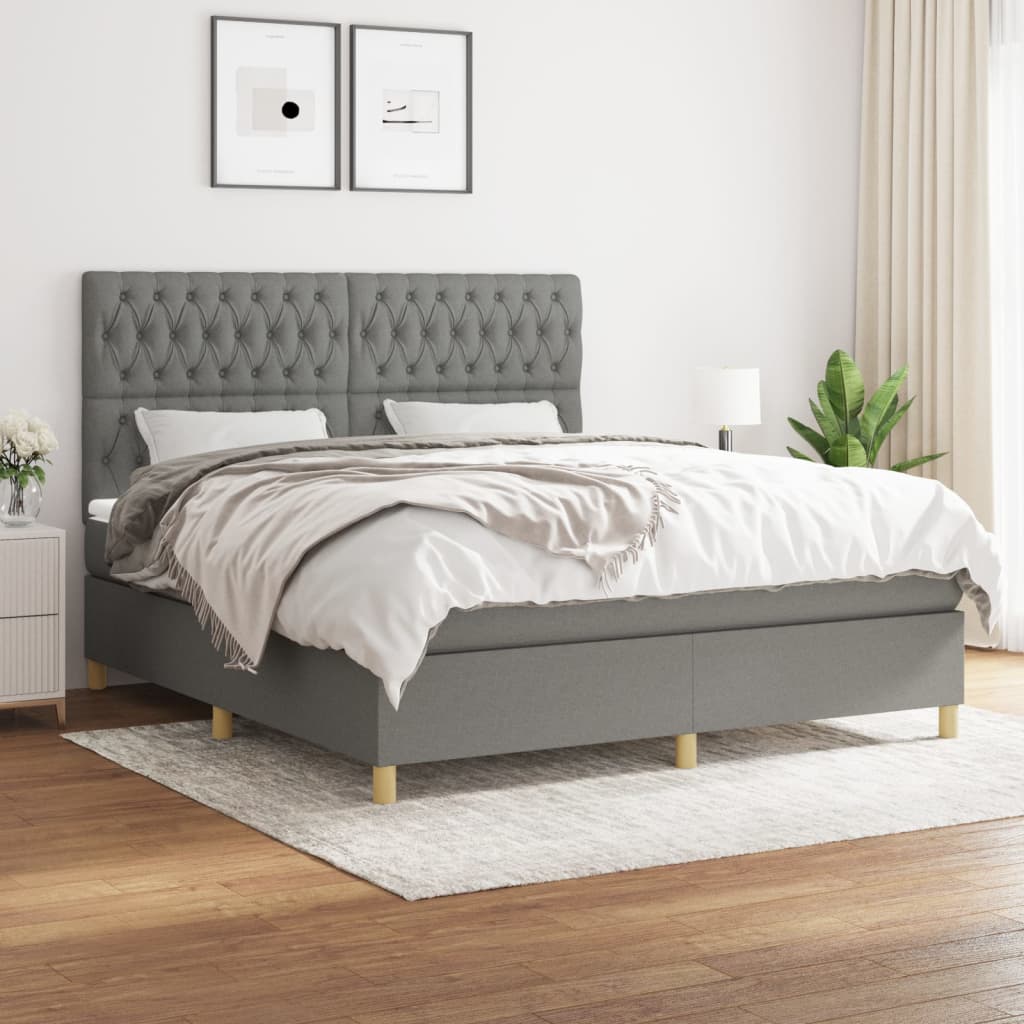 Boxspringbett mit Matratze Dunkelgrau 180x200 cm Stoff