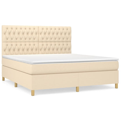 Boxspringbett mit Matratze Creme 180x200 cm Stoff