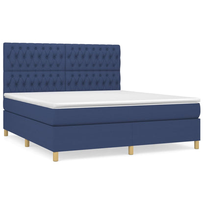 Boxspringbett mit Matratze Blau 180x200 cm Stoff