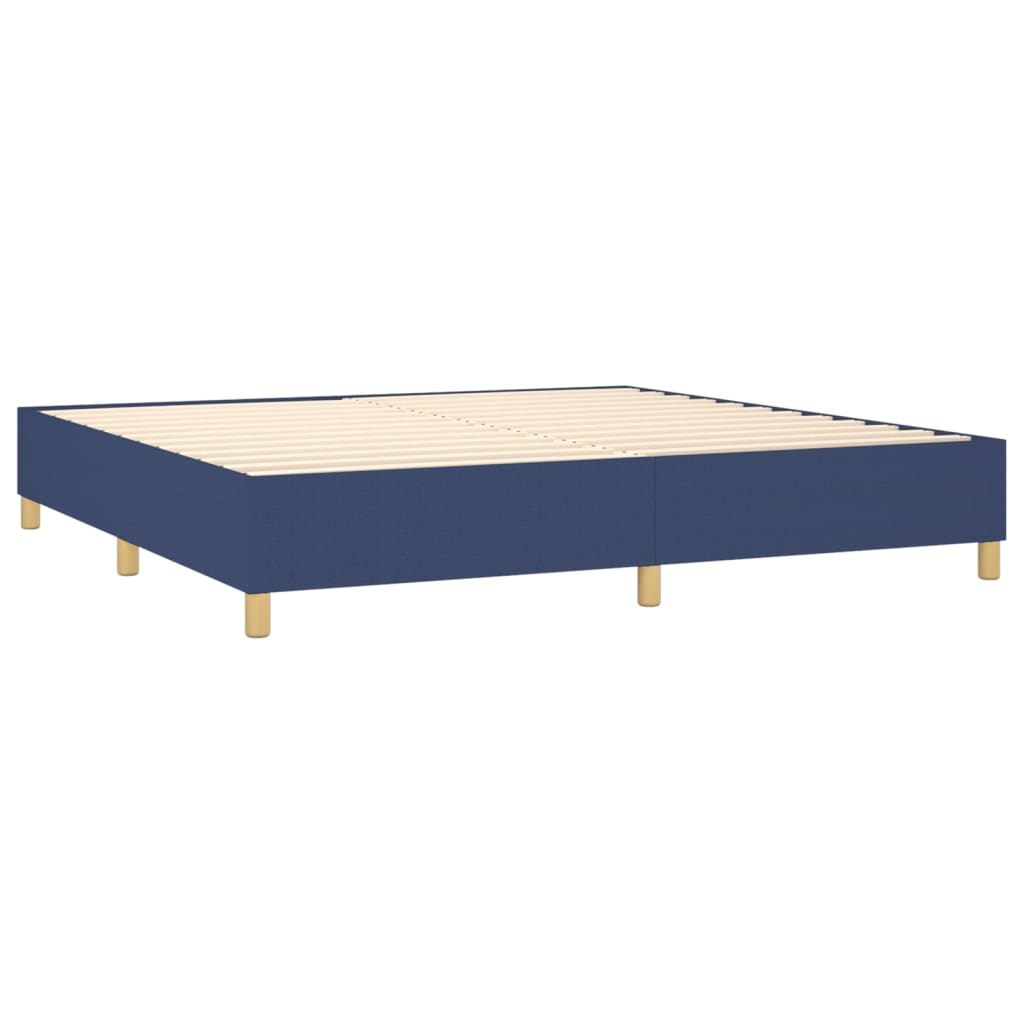 Box spring bed with mattress blue 200x200 cm fabric