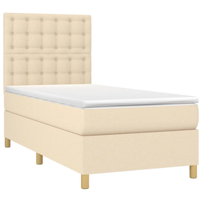 Boxspringbett mit Matratze Creme 90x200 cm Stoff