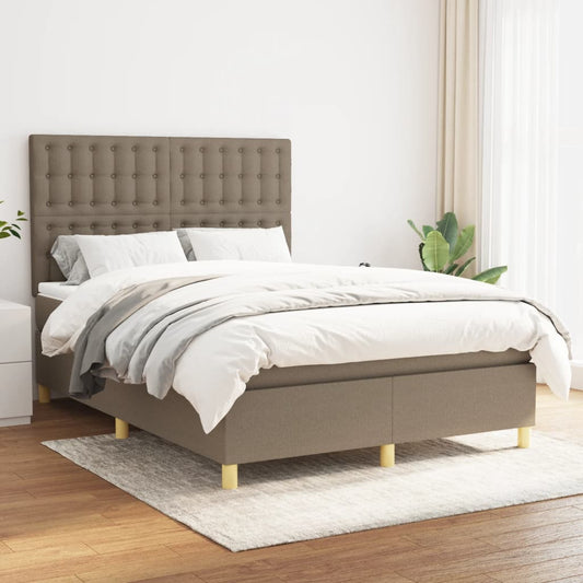 Boxspringbett mit Matratze Taupe 140x200 cm Stoff