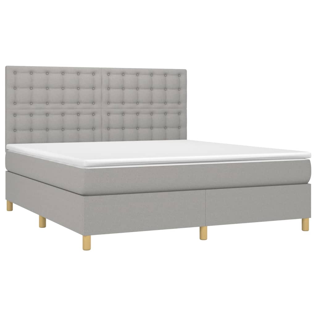 Boxspringbett mit Matratze Hellgrau 160x200 cm Stoff