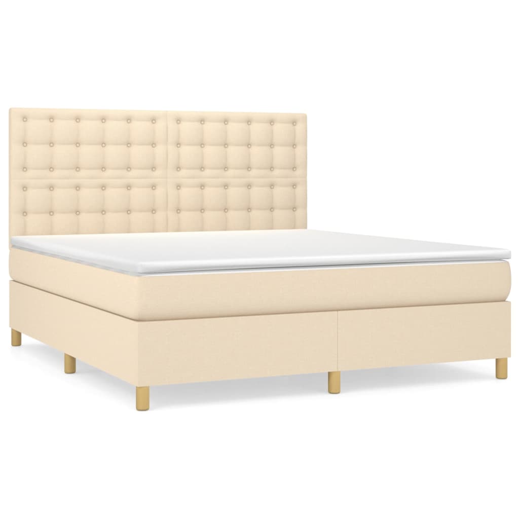 Boxspringbett mit Matratze Creme 160x200 cm Stoff