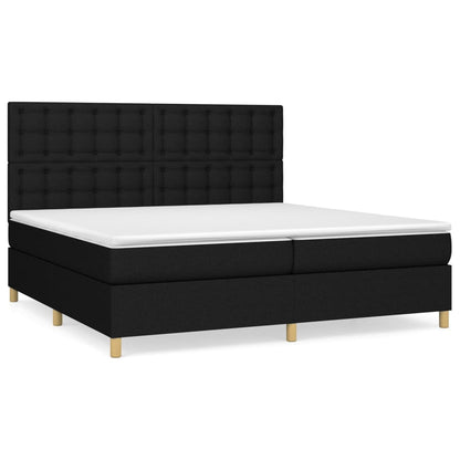 Box spring bed with mattress black 200x200 cm fabric