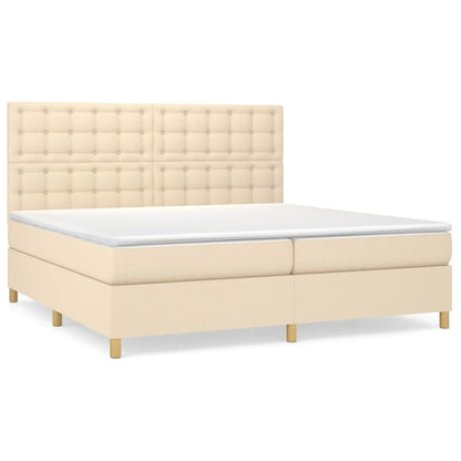 Boxspringbett mit Matratze Creme 200x200 cm Stoff