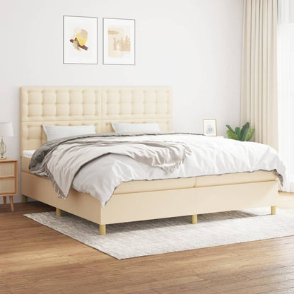 Boxspringbett mit Matratze Creme 200x200 cm Stoff