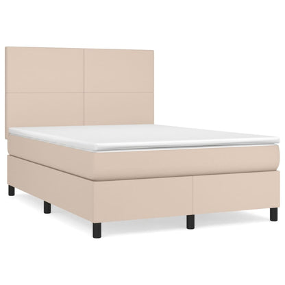 Box spring krevet madrac cappuccino smeđa 140x200cm umjetna koža