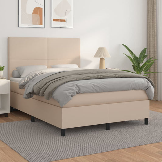 Box spring krevet madrac cappuccino smeđa 140x200cm umjetna koža