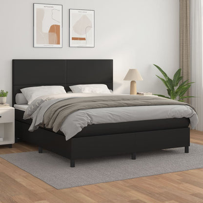 Box spring bed with mattress black 160x200 cm artificial leather