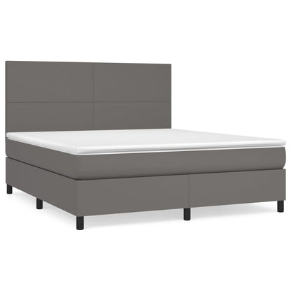 Box spring bed with mattress grey 160x200 cm artificial leather