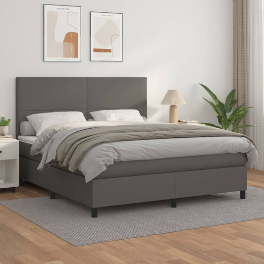 Box spring bed with mattress grey 160x200 cm artificial leather