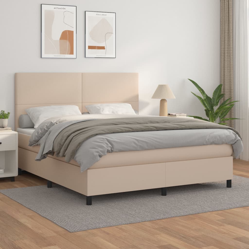 Boxspringbett Matratze Cappuccino-Braun 160x200 cm Kunstleder